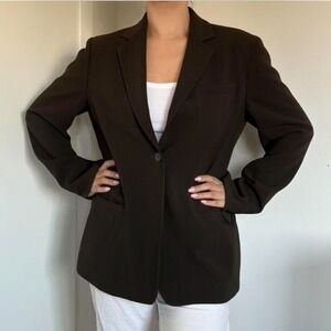 Jones New York Tailored Brown Blazer For Classic Minimalist Workwear